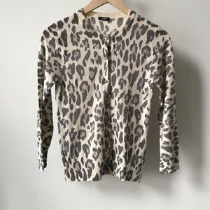 J.Crew Jackie Cardigan Wool Leopard Print Size XS